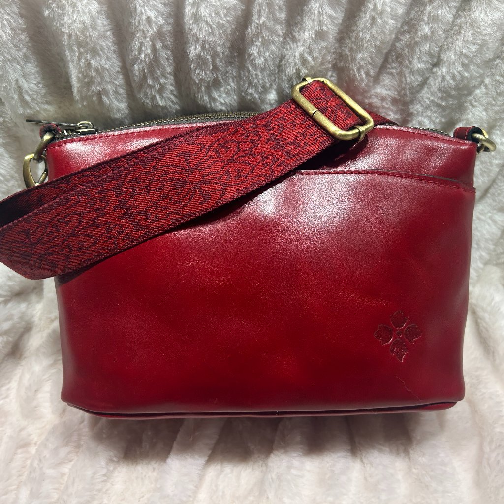 Euc Patricia Nash Valenza Red Leather Crossbody - Embossed Strap